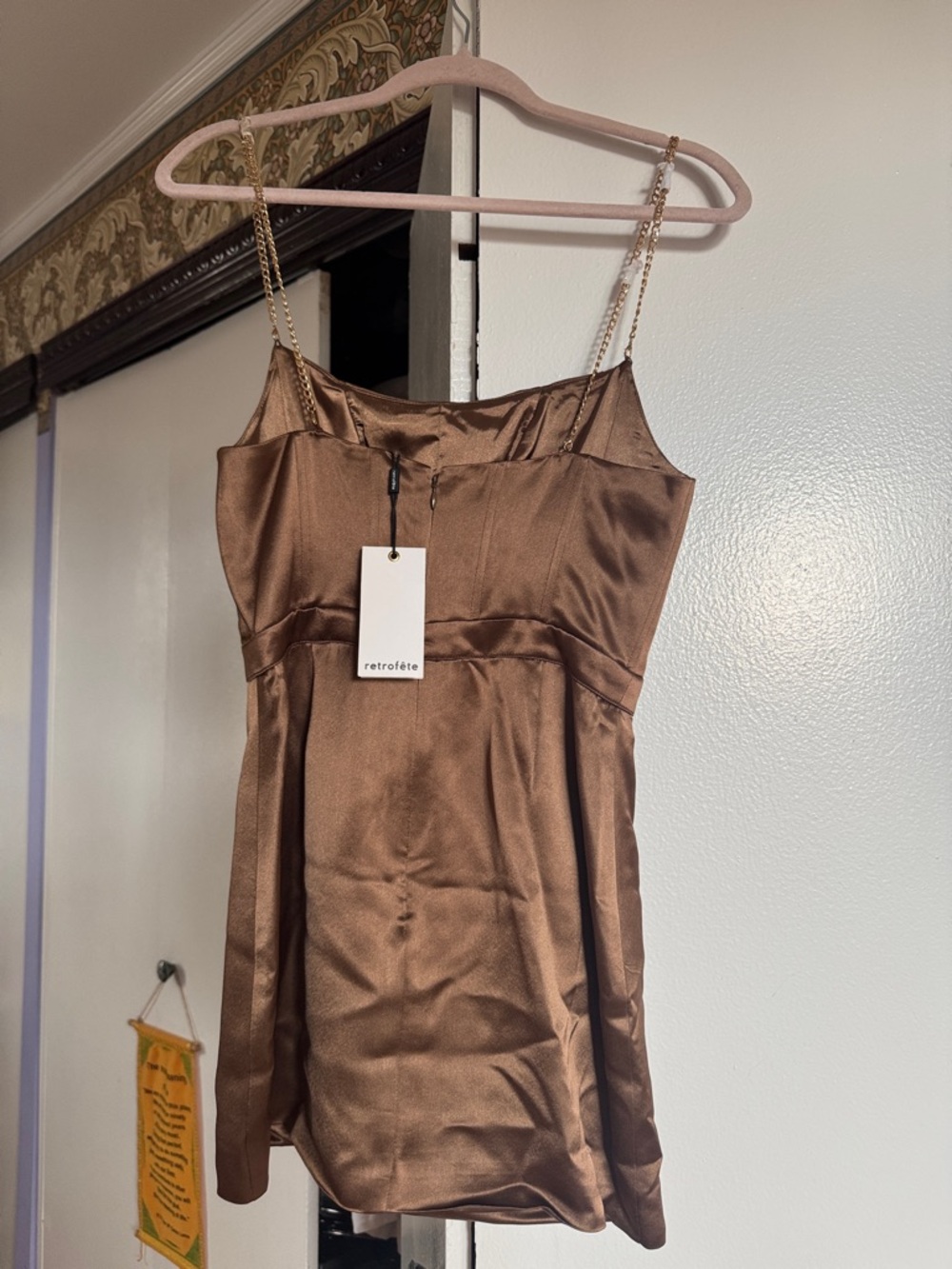 Retrofete Easton Mini Dress with Gold Chain Straps - Picture 3 of 4